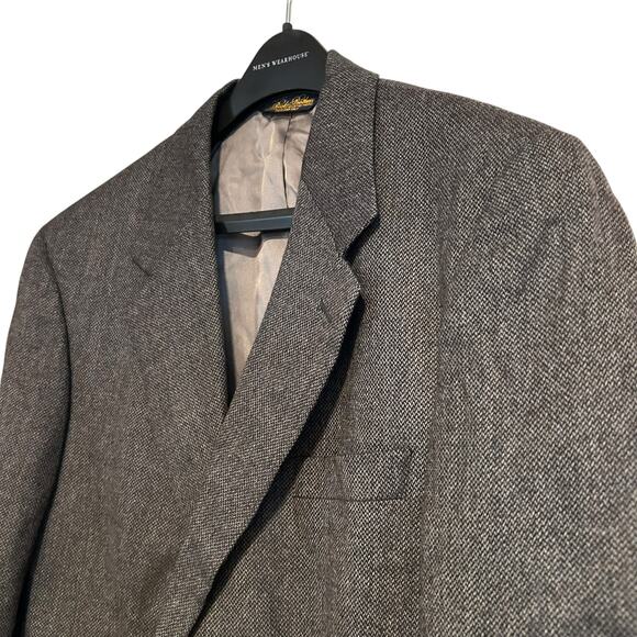 Vintage Brooks Brothers Jacket 42R Gray Herringbone Tweed Wool Blazer Sport Coat - Picture 12 of 16